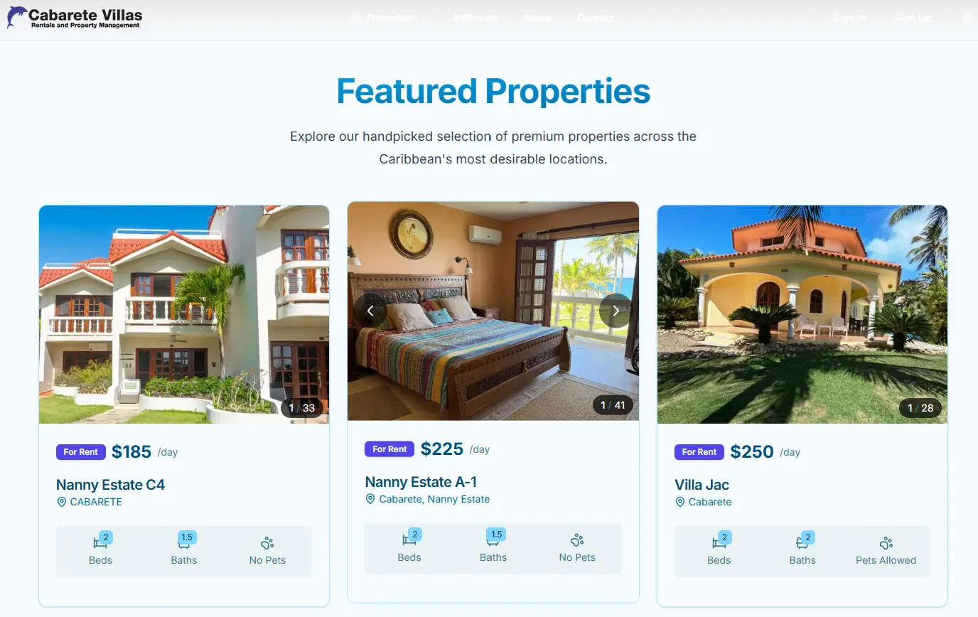 Cabarete Villas — Web app